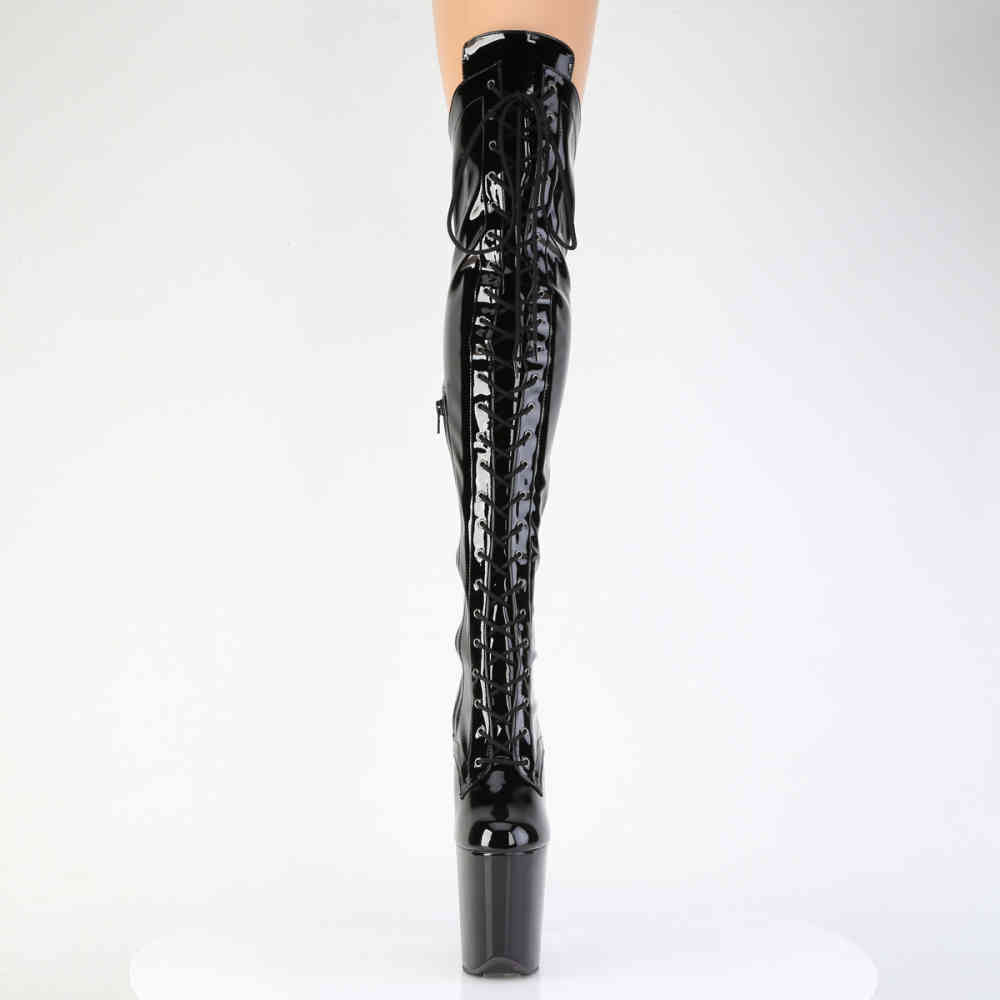 Pleaser - FLAMINGO3014 Platform Overknee Boots - Black